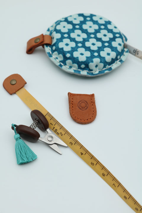 Cohana tape measure in genuine leather - Blue