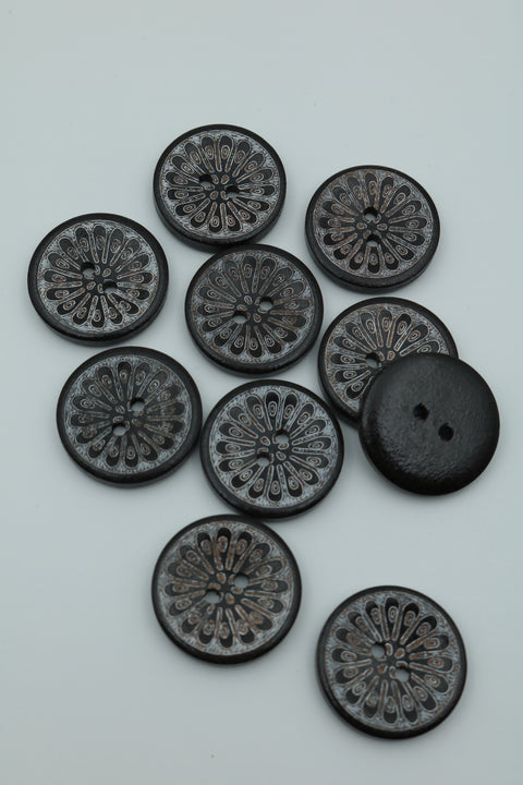 Wooden numbers, brown with pattern 25 mm.