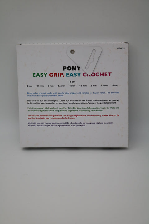 Pony Easy Grip crochet hooks 14 cm. 9 sizes