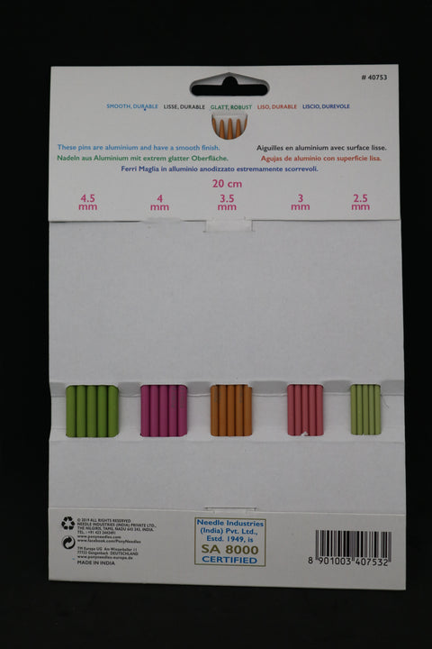 Pony Color 5 needles set 20 cm. 5 sizes 2.5-4.5