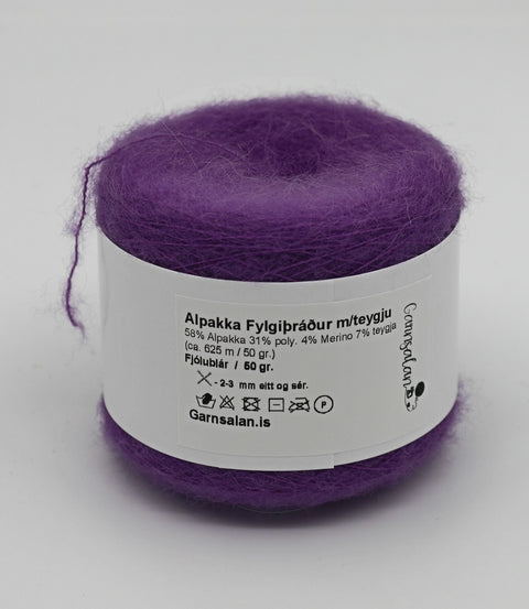 Alpakka fylgiþráður með 7% teygju - 25 gr. Fjólublár