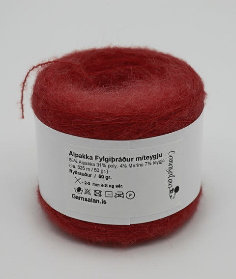 Alpakka fylgiþráður með 7% teygju - 25 gr. Ryðrauður