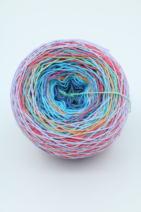 Genepy Bómull og Pólýester litaskipt garn - Regnbogi 50 gr.