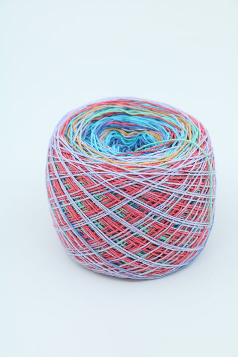 Genepy Bómull og Pólýester litaskipt garn - Regnbogi 50 gr.