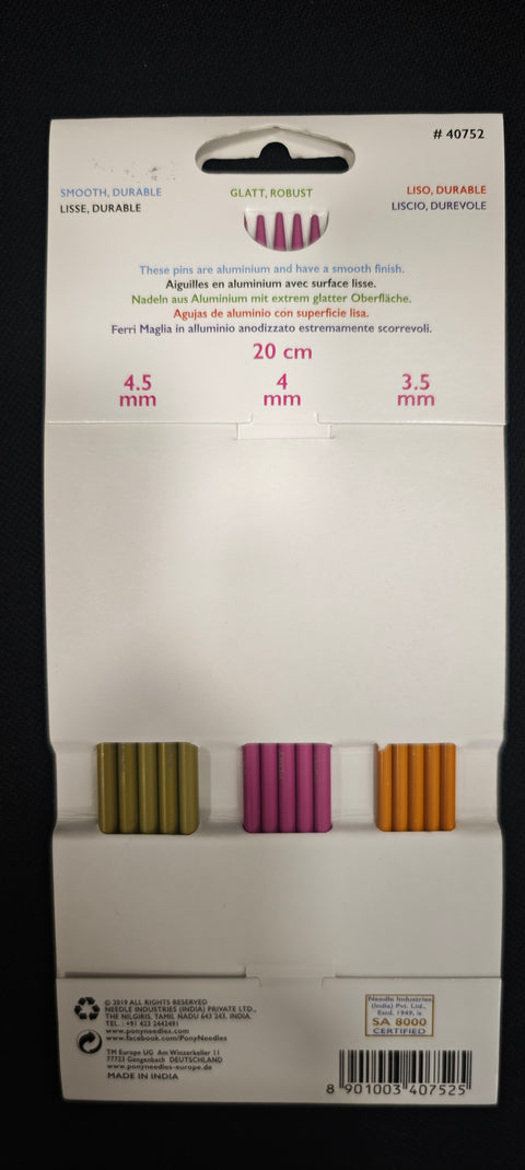 Pony Color 5 needles set 20 cm. 5 sizes 2.5-4.5
