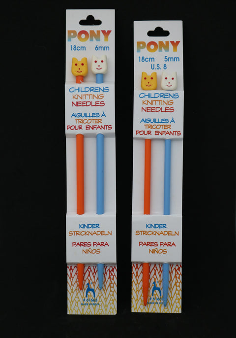 Pony kids knitting needles 5 and 6 mm.
