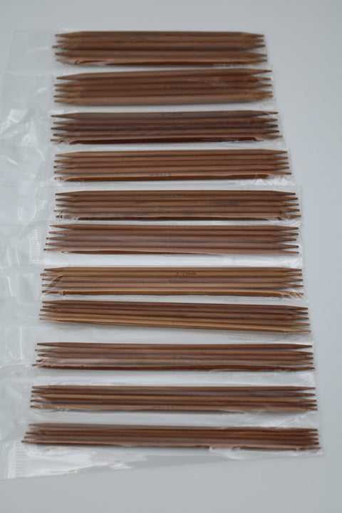 Bambus 5 prjónar/sokkaprjónar 13 cm. 11 stærðir 2-5 mm.